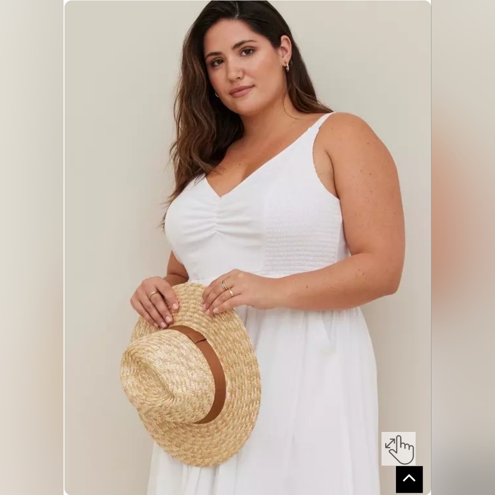 Torrid plus size white Midi Lenny Smocked Bodice Dress size 3 nwt